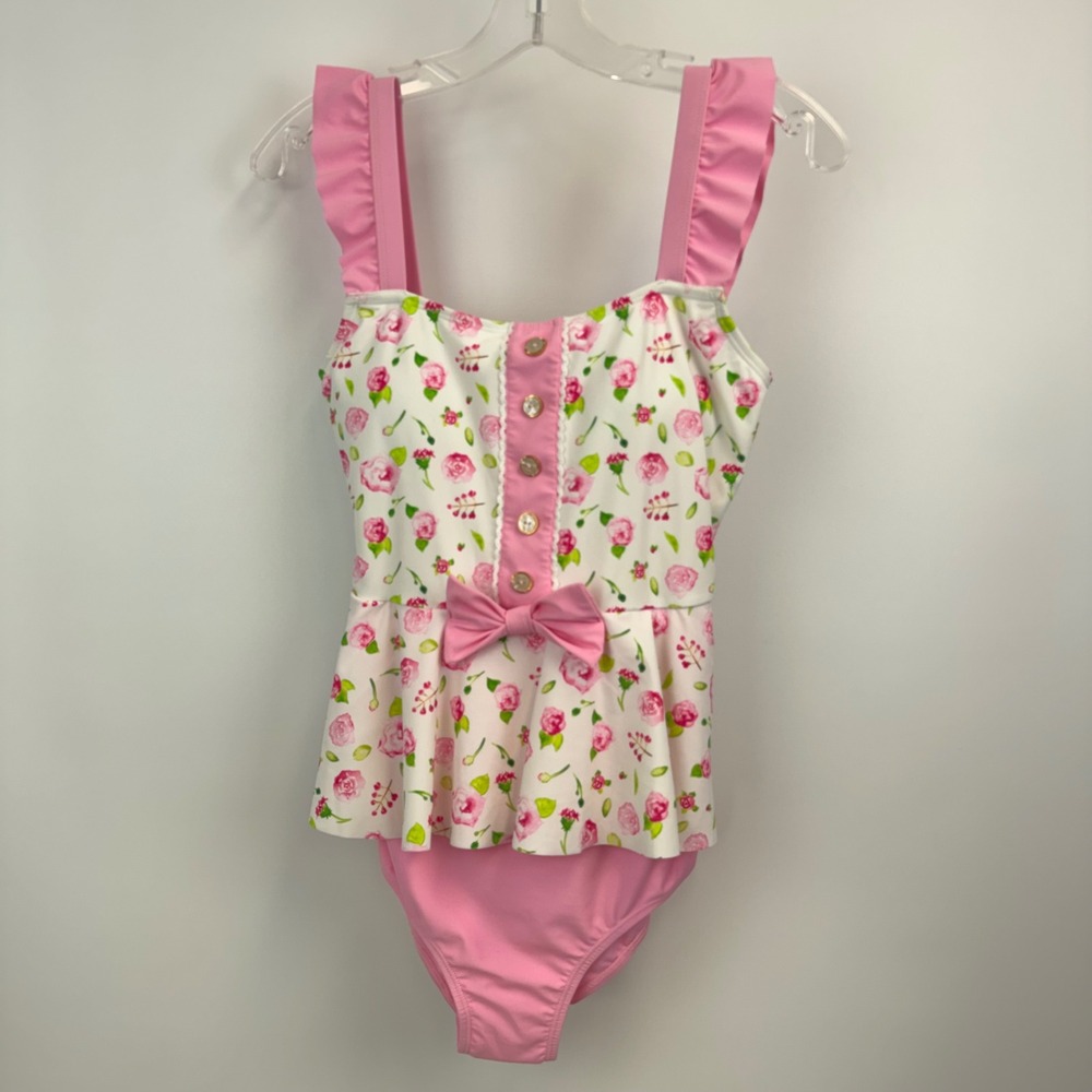 LittleForBig Bodysuit Women S‎ Pink Floral Ruffle One Piece